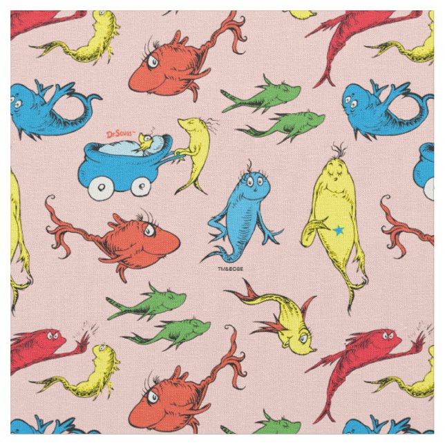 Dr. Seuss | Ein Fisch mit zwei Fischmustern Stoff (Nahaufnahme)