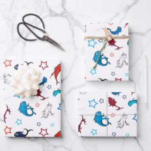 Dr. Seuss Ein Fisch Zwei Fische Sternmuster Geschenkpapier Set