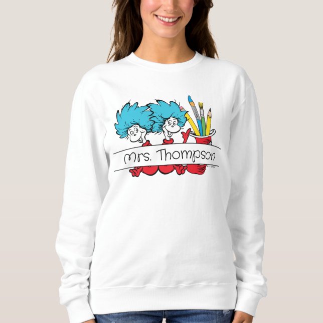 Dr. Seuss | Eins, zwei Lehrernamen Sweatshirt (Vorderseite)