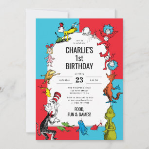 Dr. Seuss - Figuren Kindergeburtstag Einladung