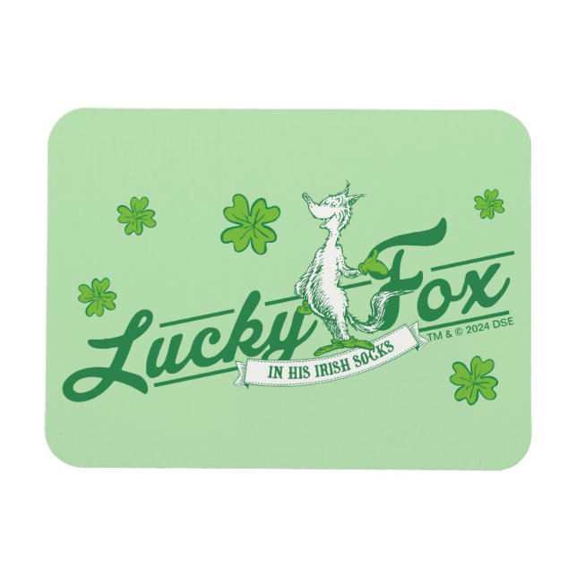 Dr. Seuss | Glücklicher Fox in seinen irischen Soc Magnet (Horizontal)