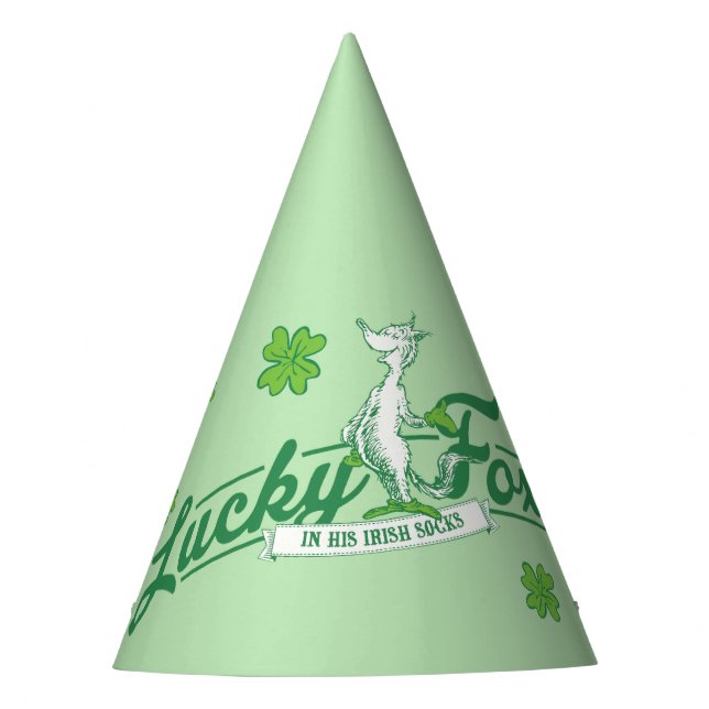 Dr. Seuss | Glücklicher Fox in seinen irischen Soc Partyhütchen (Vorderseite)