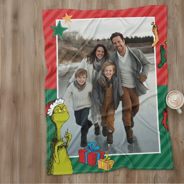 Dr. Seuss | Grinch Family Photo Holiday Fleecedecke (Von Creator hochgeladen)