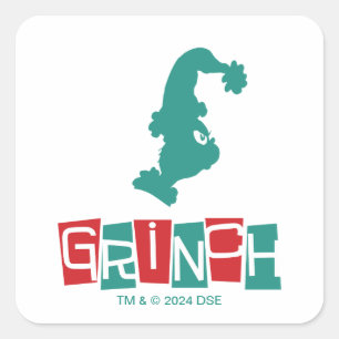 Dr. Seuss Grinch - Rot & Grün Quadratischer Aufkleber