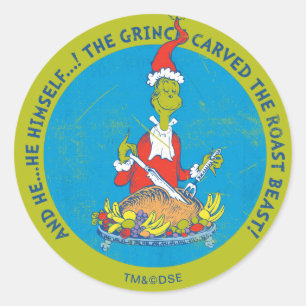 Dr. Seuss Grinch Weihnachtsbraten Runder Aufkleber
