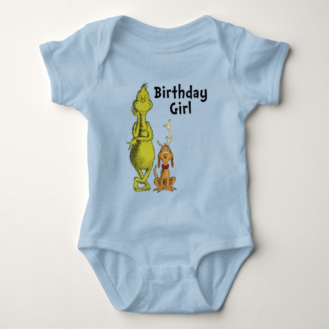 Dr. Seuss | Grinch Winter Birthday Girl Baby Strampler (Vorderseite)