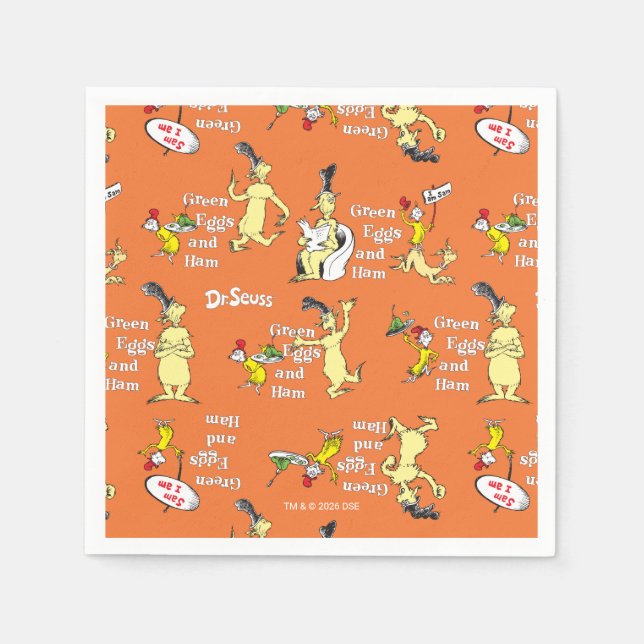 Dr. Seuss Grüne Eier mit Schinken Charakter-Muster Serviette (Vorderseite)