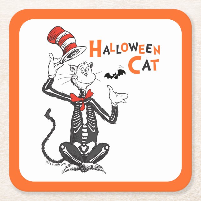 Dr. Seuss | Halloween Cat in the Hat Rechteckiger Pappuntersetzer (Vorderseite)