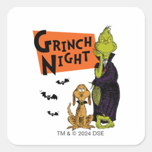 Dr. Seuss Hallowen Grinch Night Graphic Quadratischer Aufkleber