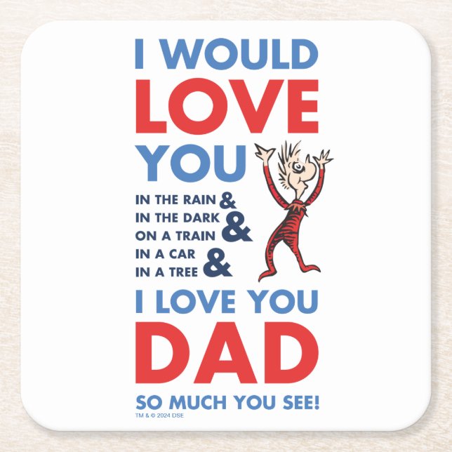 Dr. Seuss | Ich Liebe Sie Vater so viel Sie sehen Rechteckiger Pappuntersetzer (Vorderseite)