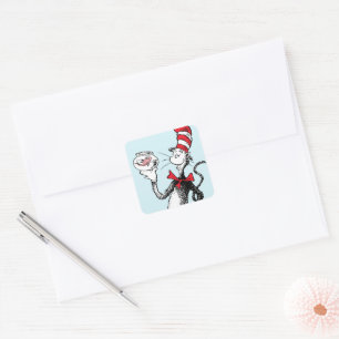 Dr. Seuss Kater im Hut & Krinklebine Quadratischer Aufkleber