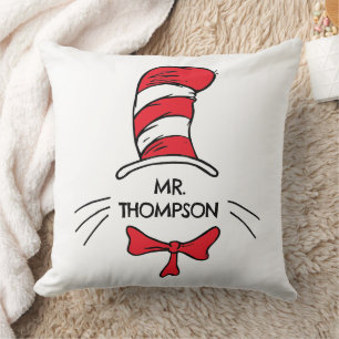 Dr. Seuss   Kater mit Hut Individueller Lehrername Kissen