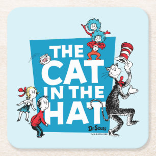 Dr. Seuss   Katze im Hut Logo - Figuren Rechteckiger Pappuntersetzer
