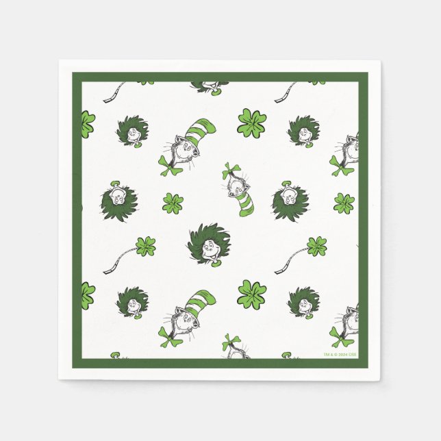 Dr. Seuss | Katze im Hutklemmmuster Serviette (Vorderseite)