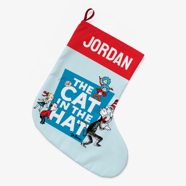 Dr. Seuss | Katze im Hutlogo - Zeichen Großer Weihnachtsstrumpf (Vorderansicht (hängend))