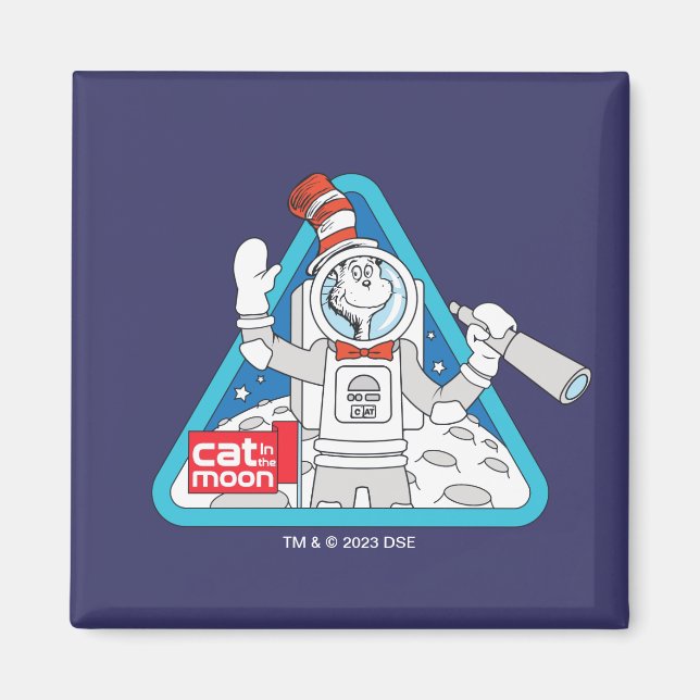 Dr. Seuss | Katze im Weltraum im Mond Magnet (Vorne)