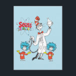 Dr. Seuss | Katze in der Hat Seuss Science Postkarte<br><div class="desc">Karo Cat im Hut,  der einen Kolben hochhält,  um mit Labrador Tech 1 und Labrador Tech 2 zu arbeiten!</div>