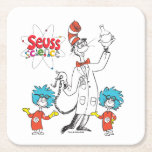 Dr. Seuss | Katze in der Hat Seuss Science Rechteckiger Pappuntersetzer<br><div class="desc">Karo Cat im Hut,  der einen Kolben hochhält,  um mit Labrador Tech 1 und Labrador Tech 2 zu arbeiten!</div>