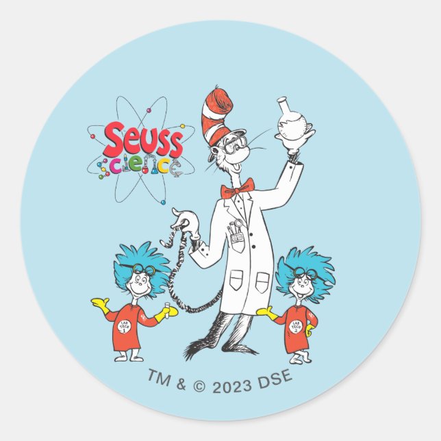Dr. Seuss | Katze in der Hat Seuss Science Runder Aufkleber (Vorderseite)