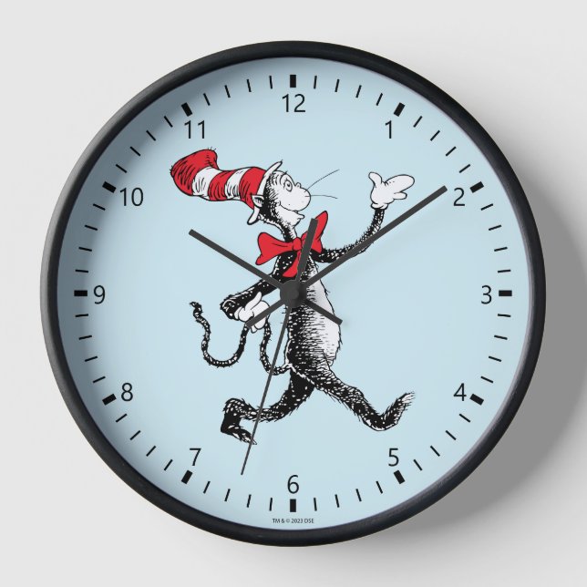 Dr. Seuss | Katze in der Hutkatze Uhr (Vorderseite)