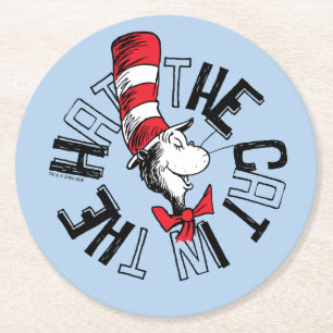 Dr. Seuss   Katze in der Hutrunde Art Runder Pappuntersetzer