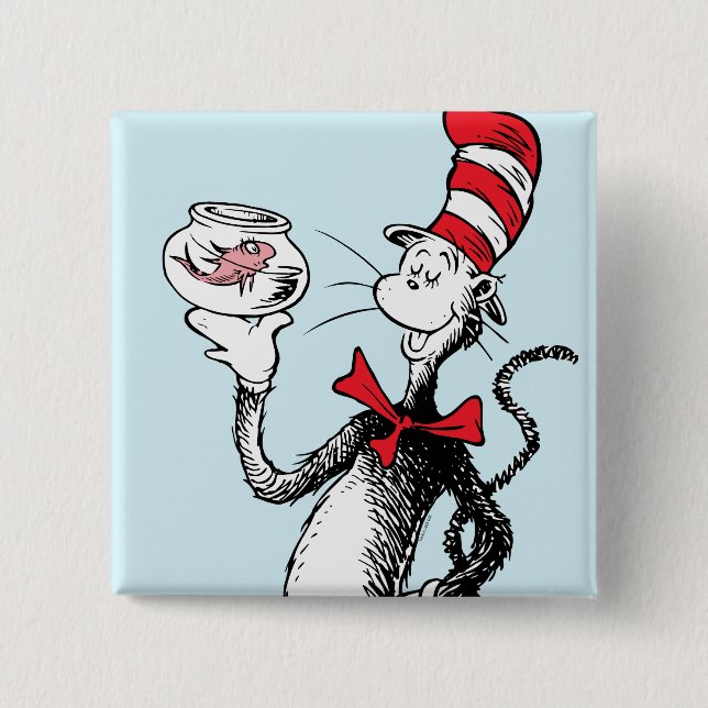 Dr. Seuss | Katze in Hut und Krinklebine Button (Vorderseite)