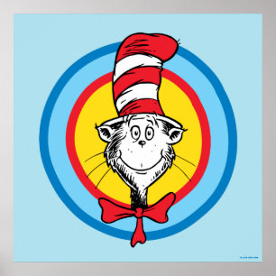 Dr. Seuss   Katze mit Hut Kopf Grafik Poster
