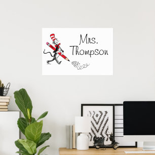 Dr. Seuss   Katze mit Hut Schriftzug Poster