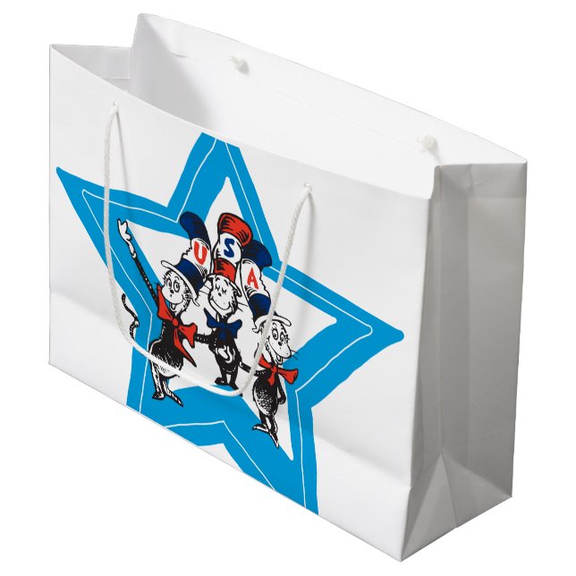 Dr. Seuss | Little Cats USA Hats Graphic Große Geschenktüte (Vorderseite Schrägansicht)