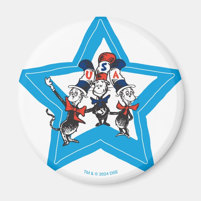 Dr. Seuss | Little Cats USA Hats Graphic Magnet (Vorne)