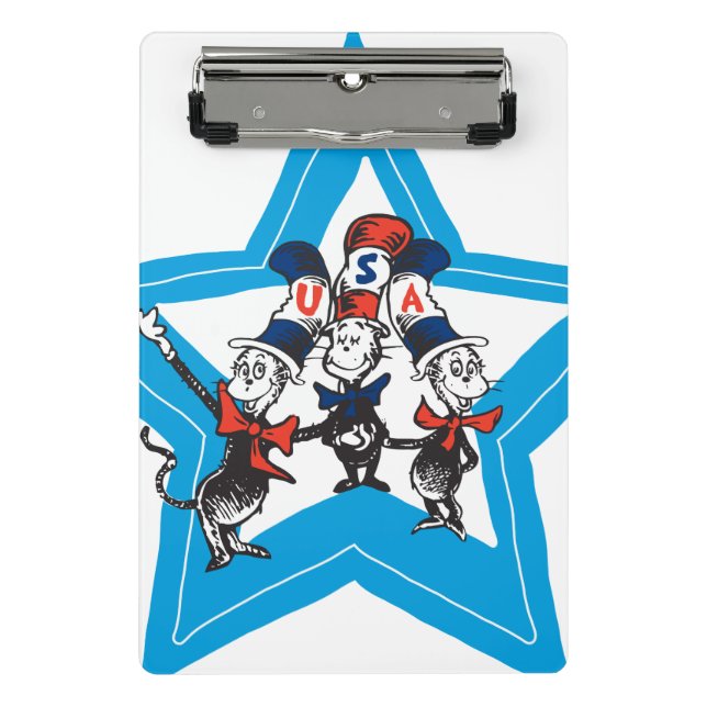Dr. Seuss | Little Cats USA Hats Graphic Mini Klemmbrett (Vorderseite)