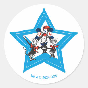 Dr. Seuss Little Cats USA Hats Graphic Runder Aufkleber