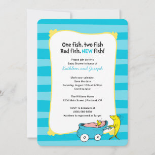 Dr Seuss   One Fish - Boy Baby shower Invitation
