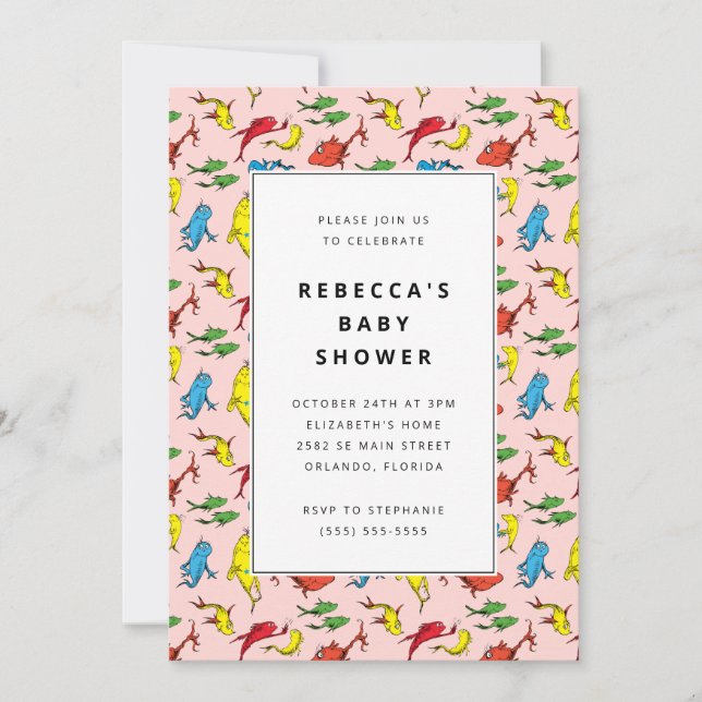 Dr. Seuss - One Fish, Two Fish | Baby Shower Einladung (Vorderseite)