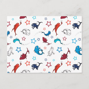 Dr. Seuss One Fish Two Fish Star Muster Postkarte