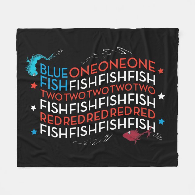 Dr. Seuss | Red Fish Blue Fish US Flag Graphic Fleecedecke (Vorderseite (Horizontal))