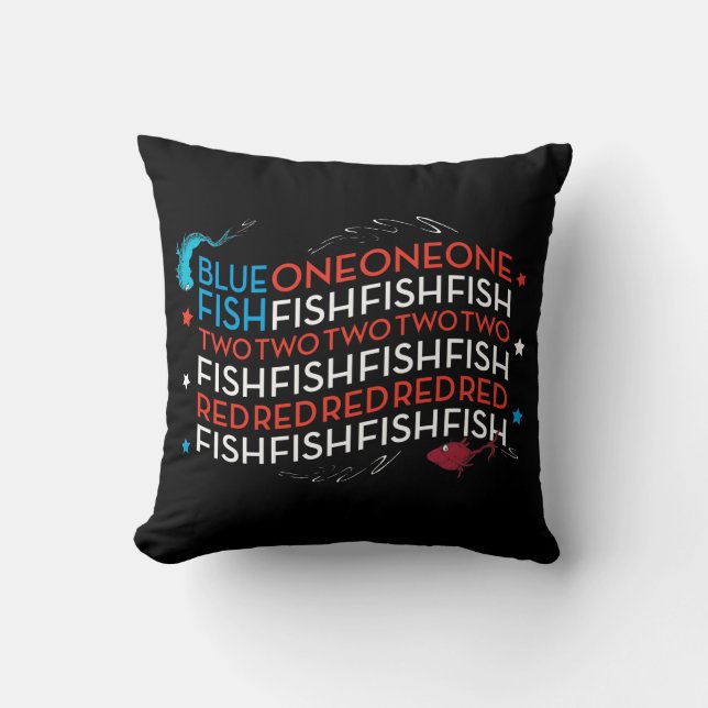 Dr. Seuss | Red Fish Blue Fish US Flag Graphic Kissen (Vorderseite)