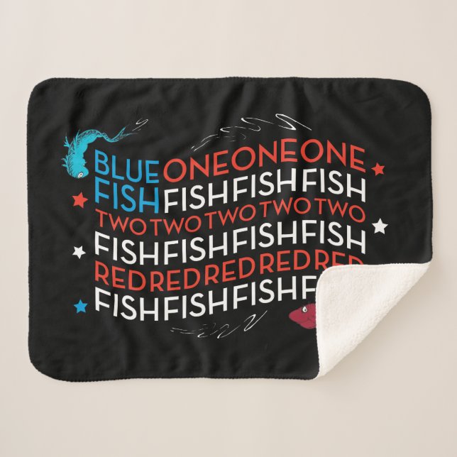Dr. Seuss | Red Fish Blue Fish US Flag Graphic Sherpadecke (Vorderseite (Horizontal))