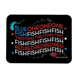 Dr. Seuss   Rote Fische Blaue Fische US-Flagge Gra Magnet