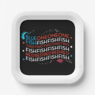 Dr. Seuss Rote Fische Blaue Fische US-Flagge Gra Pappteller
