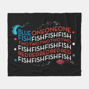 Dr. Seuss Roter Fisch Blauer Fisch US-Flagge Gra Fleecedecke