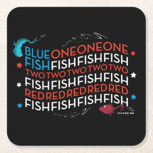 Dr. Seuss Roter Fisch Blauer Fisch US-Flagge Gra Rechteckiger Pappuntersetzer