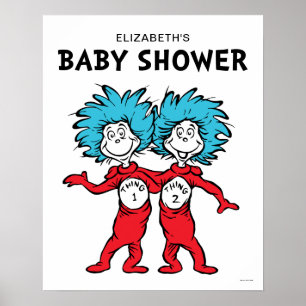 Dr. Seuss Sache 1 Sache 2   Twins Baby Dusche Poster