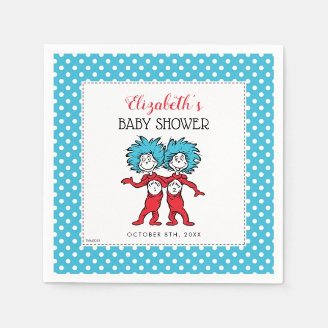 Dr. Seuss Sache 1 Sache 2 | Twins Baby Dusche Serviette (Vorderseite)