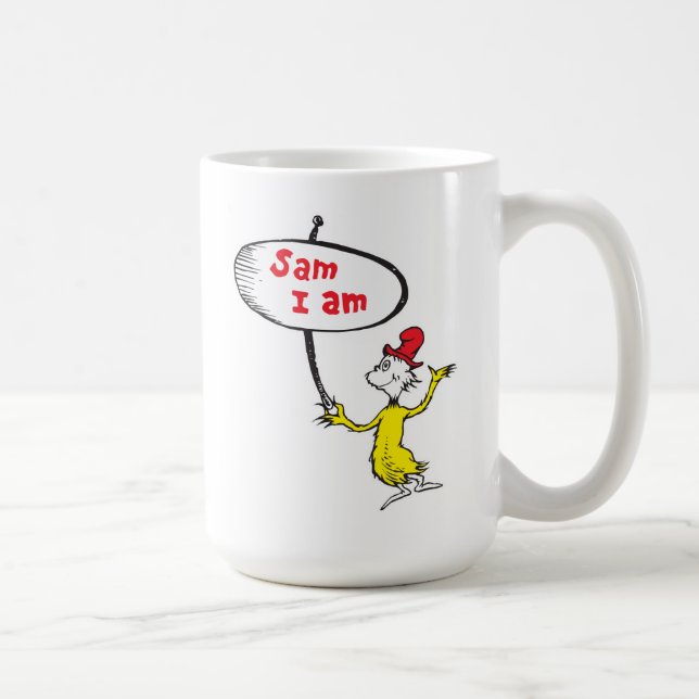 Dr. Seuss | Sam-I-Am-Holding-Zeichen Kaffeetasse (Rechts)