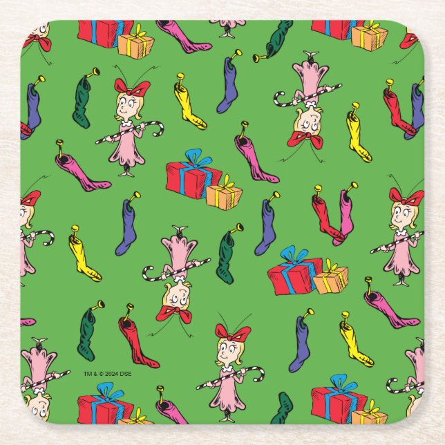 Dr. Seuss | Schnürsenkel | Cindy-Lou Who Pattern Rechteckiger Pappuntersetzer (Vorderseite)