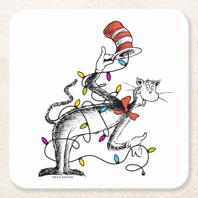 Dr. Seuss | Schnürsenkel | Mischous Cat in the Hat Rechteckiger Pappuntersetzer (Vorderseite)