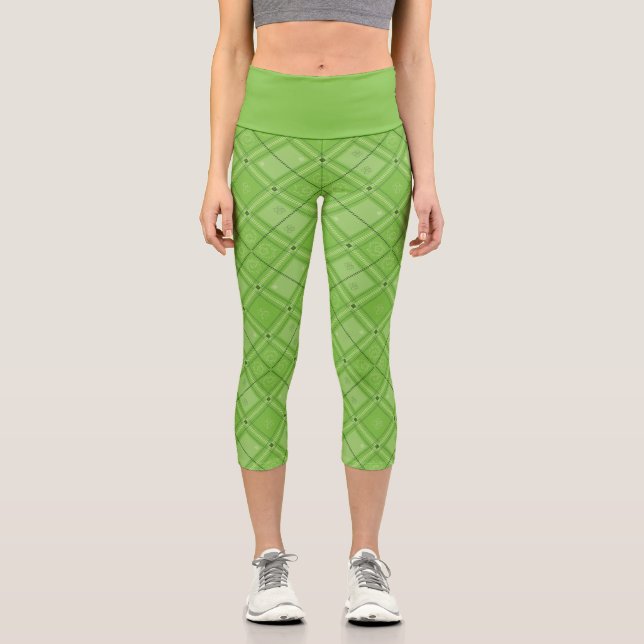 Dr. Seuss | St. Patrick's Day Kariert Pattern Capri Leggings (Vorderseite)
