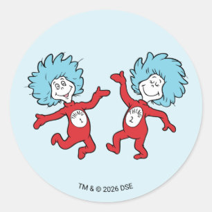 Dr. Seuss Thing 1 und Thing 2 Charakter Runder Aufkleber