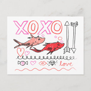 Dr. Seuss Valentinstag   XOXO Design Feiertagspostkarte